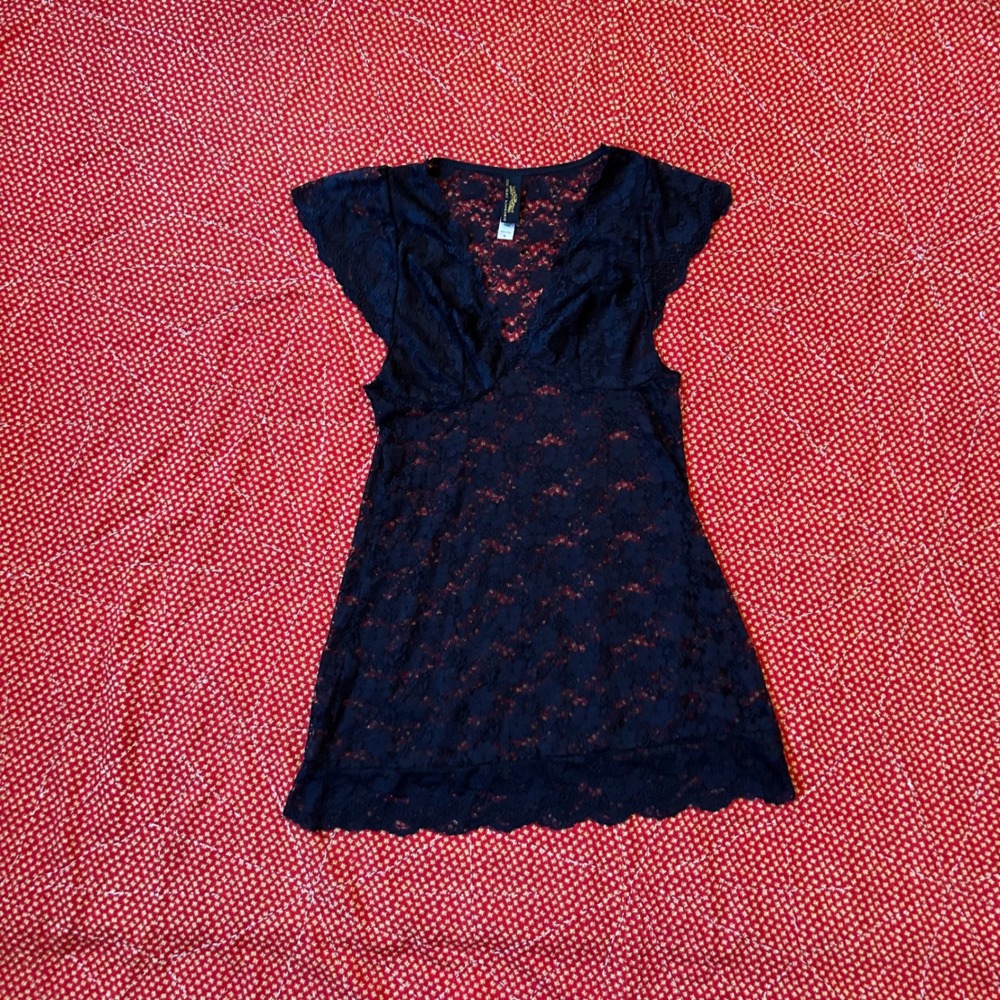 Just Sexy Lingerie Black Lace Babydoll Chemise long slip top